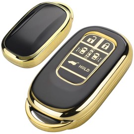 [yoshinari] Honda Dedicated Key Case Key Shell Key Holder N-BOX JF5 JF6 Vezel VEZEL RV3 RV4 RV5 RV6 ZR-V Odyssey e:HEV Step Wagon Spada Civic Hatchback FL1, 5 buttons per piece, black gold