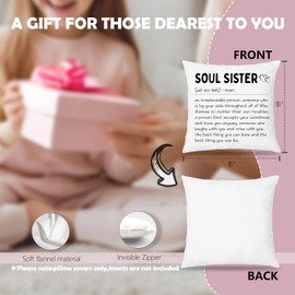 Pleonox Soul Sister Gifts Pillow Covers 18x18, Best Friend BFF Bestie Gifts for Women, Best Sister Gifts, Friendship Gifts for Women Friends, Soul Sister Gifts for Women Best Friends