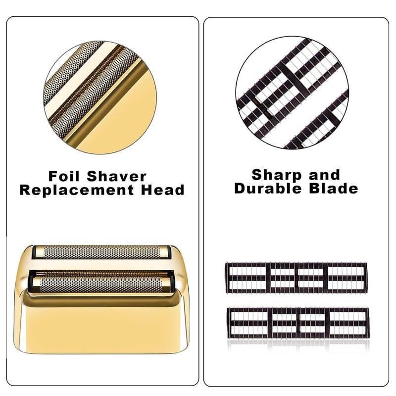 Replacement Shaver Heads Compatible with BaByliss Foil Shaver (Gold/2)