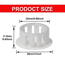Moicstiy 30 PCS White Hole Plugs - 7/8 inch (22mm) Plastic Flush Type Hole Plugs Snap in Locking Hole Tube, Used for Furniture, Cabinet, Pipe & Tube, Round End Caps Cover Inserts