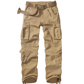 Men's Cargo Pants Casual Military Tactical Rip Stop Work Cotton Pants 8 Pockets (7533 Khaki 30)