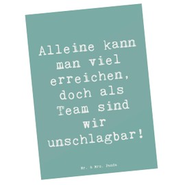 Mr. & Mrs. Panda Postcard Saying "Im Team zusammenarbeiten - Geschenk, Zuversicht, Postcards, Teamarbeit, gemeinsame Ziele, Birthday Card