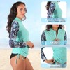 DUONITITI Women Plus Size Printed Swimsuit Long Sleeve Zip Rash