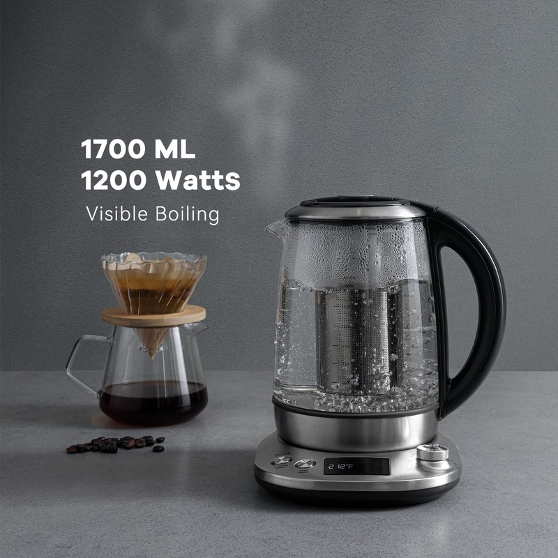 Mecity Electric Tea Kettle with Removable Infuser, 9 Preset Brewing