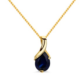 OROVI 14 Carat (585) Gold Jewellery Women's Necklace in Yellow Gold with Teardrop Pendant Gemstone Birthstone Sapphire/Ruby/Emerald/Topaz/Amethyst Chain 14 Carat (585) Gold, Gold Gold 14K, Sapphire