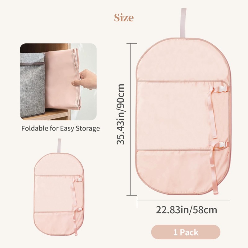 PAVSTINE Hanging Wardrobe Organiser with Compression, Space Saving, Pink