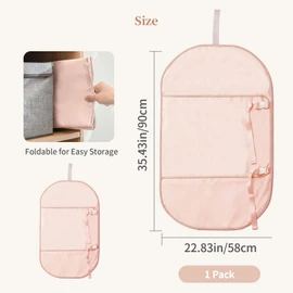 PAVSTINE Hanging Wardrobe Organiser with Compression, Space Saving, Pink