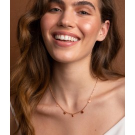 day.berlin Coin Necklace Liva 18k Gold-Plated Chain with Small Plates (5 mm), 40 cm + 5 cm Variable Length, 316L Stainless Steel, Nickel-Free and Waterproof for Women, Stainless Steel, No Gemstone