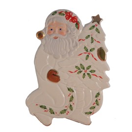 Lenox China Holiday Accent Plate Trivet Figural Santa St. Nick W/Christmas Tree