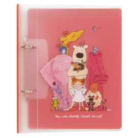Coco-chan RYZ-1027 Greeting Life 2 Hole Binder A5 Size Clear Friends RYZ-1027 Red