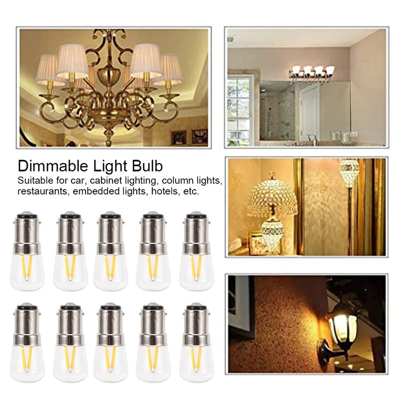 10Pcs B15 1.5W AC230V Dimmable Short Filament Mini LED Light