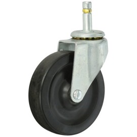 Shepherd Regent Series 4" Diameter Hard Rubber Wheel Swivel Caster, 7/16" Diameter x 1-7/16" Length Brass Band Grip Ring Stem, 150 lbs Capacity, Zinc Finish