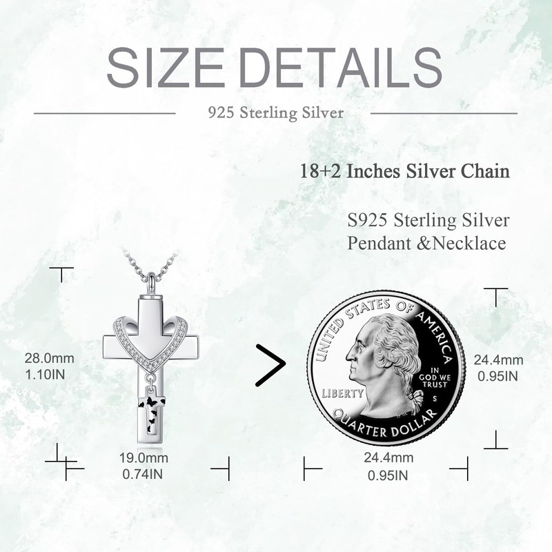 SHEAISRS Cremation Jewelry for Ashes Necklace Cross Urn Necklace with