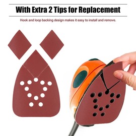 SPEEDWOX Mouse Detail Sandpaper, 20 Pieces 800 Grit Velcro Sandpaper with 2 Replacement Tips, 12 Holes Sanding Sheets for Mental Woodworking, Sanding, Polishing