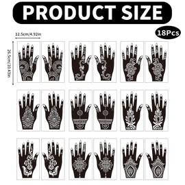 18 Sheets Self-Adhesive Henna Tattoo Kit for Women & Girls - Indian Temporary Tattoo Stencil with Realistic Arabian Designs, Perfect for Parties, Bridal & DIY Body Art