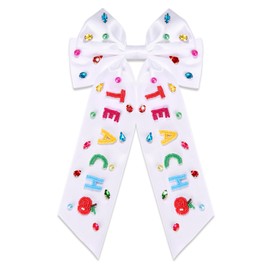 Teacher Hair Bows for Women Teacher Accessories Pencil Book Fri-Yay Hair Bows Large Hair Bow Clips Teacher Hair Ribbons Barrettes Back to School Cheer Bows Teacher Appreciation Gifts (Pattern N)