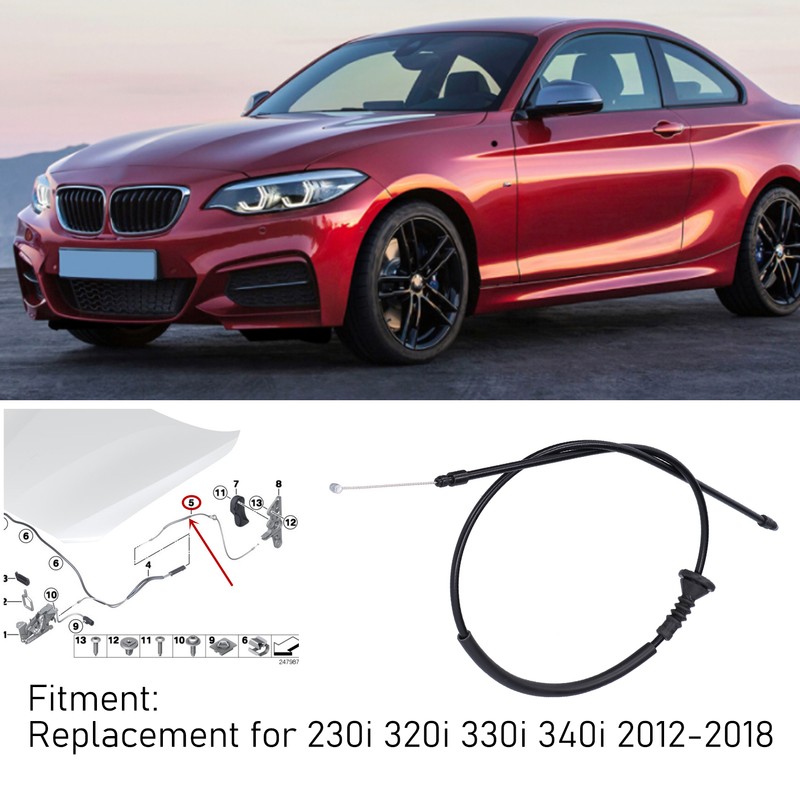 Hood Bonnet Release Cable 51237239239 Replacement for 230i 320i 330i