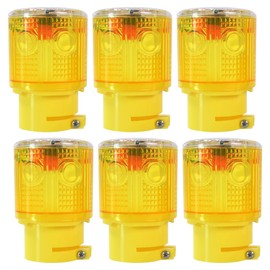 QXMH Solar Strobe Warning Light - Bright 360 Degree Solar Emergency Strobe Warning Lights, Waterproof LED Safety Light Outdoor, Road Construction Traffic Flashing Lamp (Yellow 6PCS)