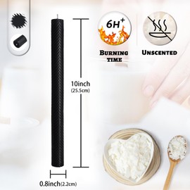 Unscented Long Spiral Taper Candle Handmade Dripless Black 10 Inch Smokeless Tall Twisted Candlesticks Elegant Wave Design for Home Wedding Festive Décor