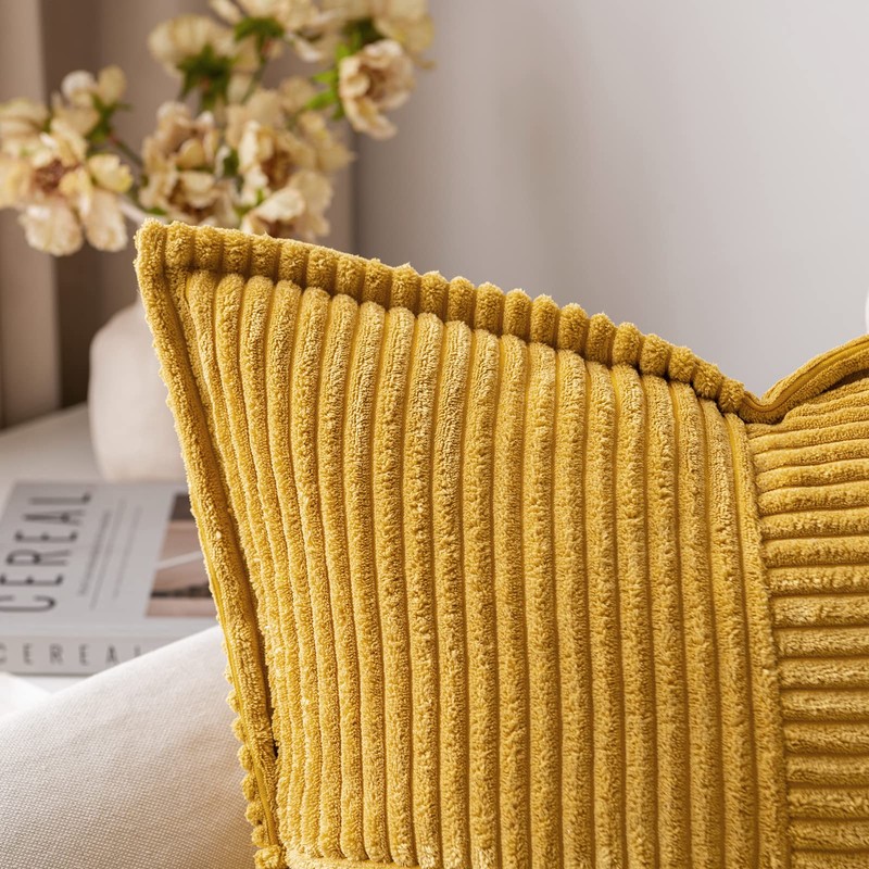MIULEE Corduroy Cushion Covers Pack of 2 Decorative Modern Patchwork
