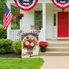 Patriotic 4th of July Garden Flag 12x18 Inch Double Sided Red Blue and White Summer Yard Flags for Outside Garden Memorial Day Independence Day Holiday Festivities Decorations