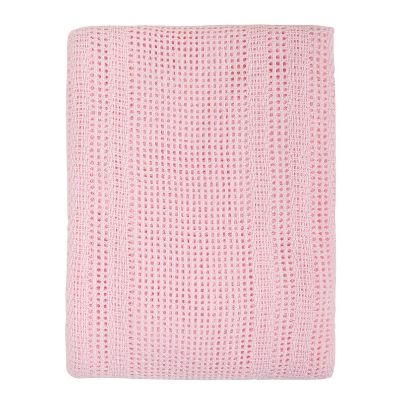 Pram Cotton Cellular Blanket (Pink) - 6089PI