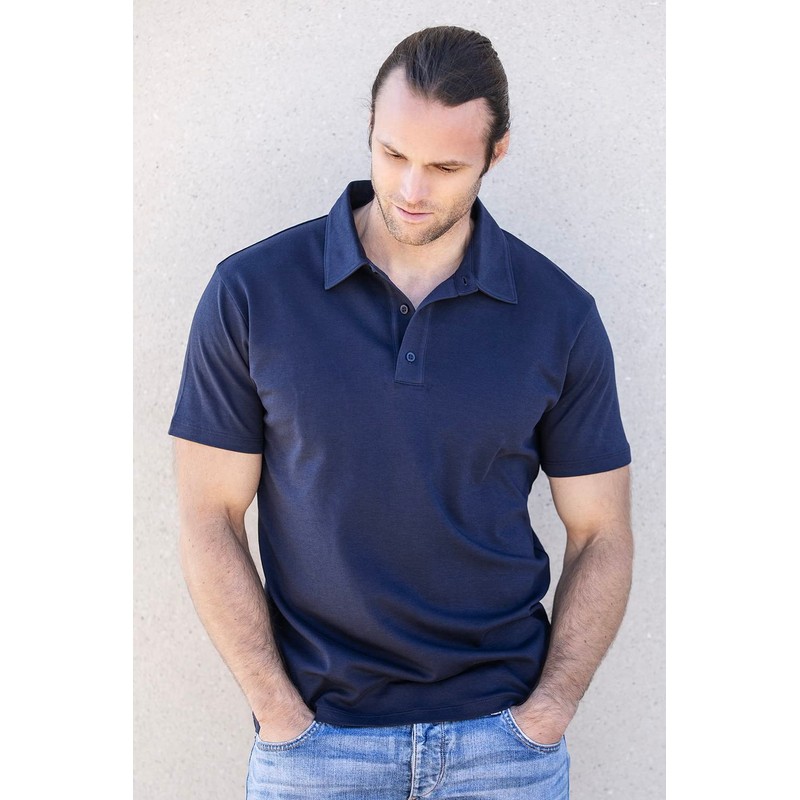 Fair índigo Forever Organic Polo para hombre, Marina de medianoche,