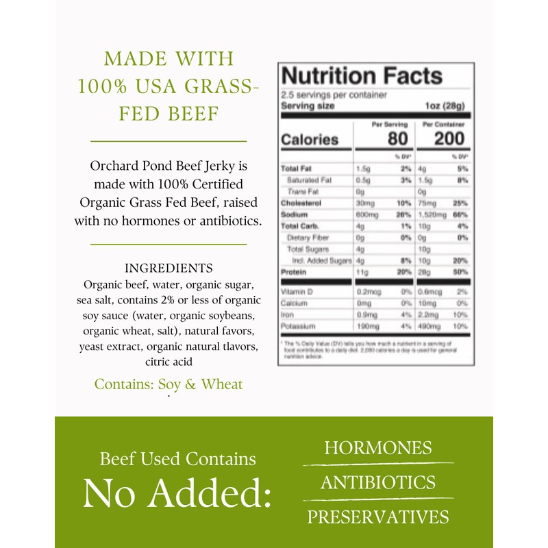 Orchard Pond Organic Grass-Fed Beef Jerky, Original Flavor – 2.5