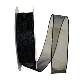 Reliant Ribbon 99908W-031-09K Sheer Lovely Value Wired Edge Ribbon, 1-1/2 Inch X 50 Yards, Black