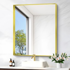 NIMURY Gold Bathroom Mirror, 30x36 Inch Rectangular Framed Mirror, Large Wall Mounted Bathroom Vanity Mirror Over Sink for Bedroom,Restroom, Living Room, Hangs Vertically or Horizontally