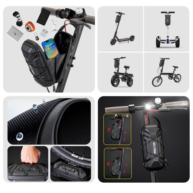 WILD MAN 2L Rainproof Quick Release Bike Handlebar Bag Hard