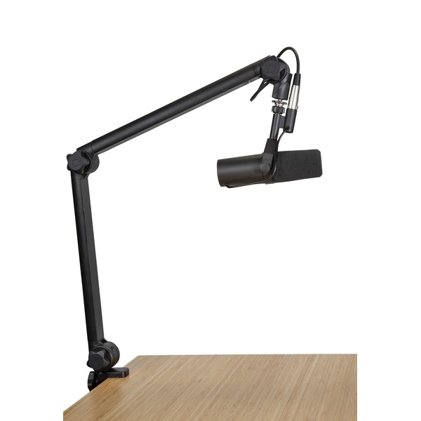 Gator Frameworks Deluxe Desk-Mounted Broadcast Microphone Boom Stand For Podcasts & Recording, Integrated XLR Cable (GFWBCBM3000), Black