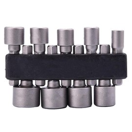 9 Piece Hex Shank Drill Bit Set, 5-13mm Magnetic Nut Setter Drivers for Electric/Manual Screwdrivers, Quick Change Socket Adapter Set, Powerful Metric Nut Driver Kit with Secure Grip