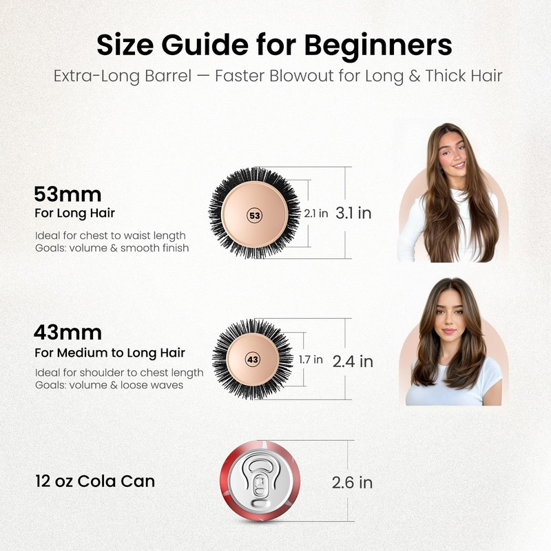 AIMIKE Round Brush for Blow Out, Extra Long Round Hair