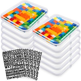 Qiyaz 12 Pcs Clear Hard Zipper Case Plastic Zipper Pouch with 5 Sheets Alphabet Stickers Double Toy Storage Organizer Makeup Case for Travel Building Blocks Puzzles Cosmetic(13.78 x 11.81 x 2”)