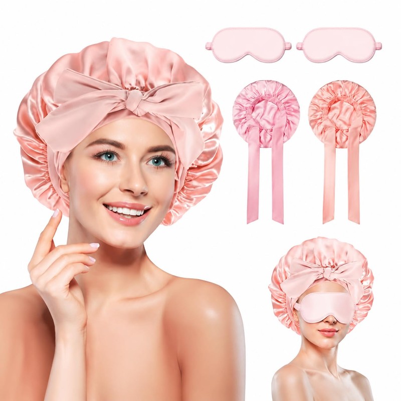 AVENIX Gorro para Dormir de Satin, Set 4 Piezas, Ajustable