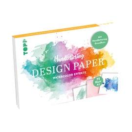 Handlettering Design Paper Pad Watercolour Effects A5: 75 Solid Writing Papers (DIN A5, 220 g/m²) with 25 Different Watercolour Backgrounds for Belettering with Hand Lettering Basic Course