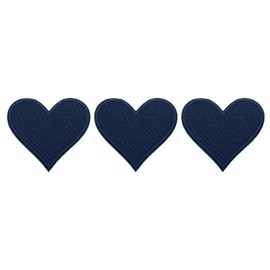 sourcing map 3Pcs Heart Iron on Patches Dark Blue Embroidered Patches Applique Sew on Patches for DIY Crafts Clothing Repairing Bag Hat Decoration,2.7x2.8 Inch