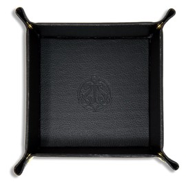 SIVEL + SHARP Vegan Leather Valet Tray - Embossed Catchall Tray with Brass Snaps (Black)