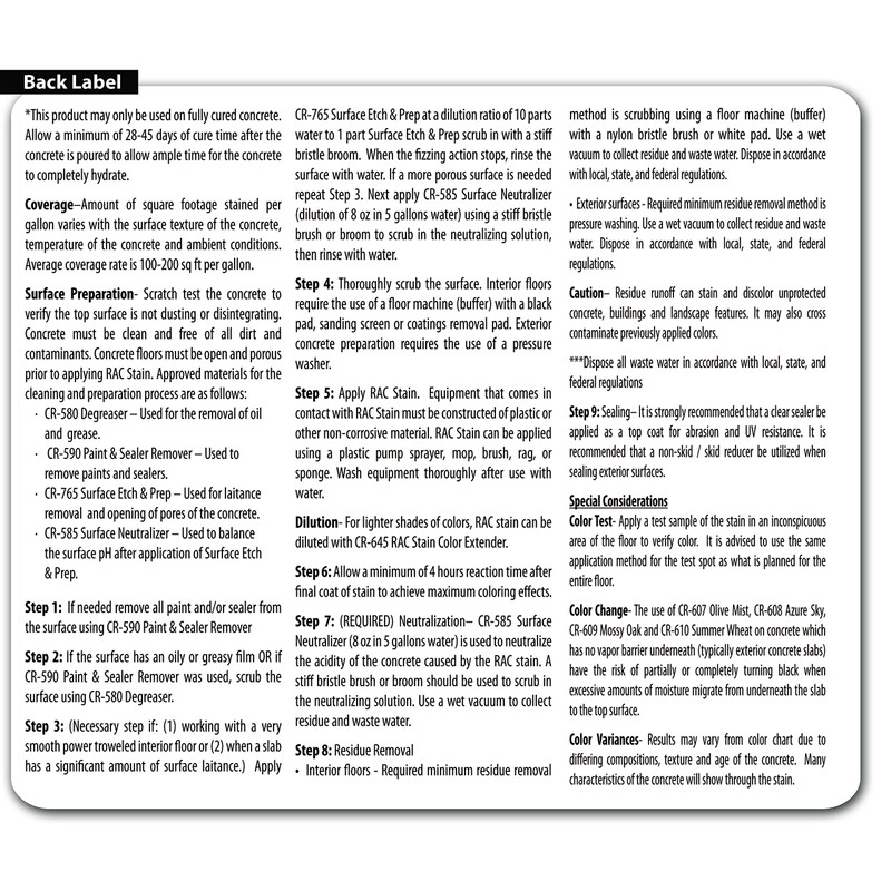 Concrete Acid StainSemi-Transparent Professional Grade Cement Stain (Mountain Road, 1