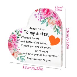 Gifts for Sisters, Birthday Gifts for Sisters Christmas Gifts New Year Gifts Thanksgiving Gifts, Creative Exclusive Customised Gifts for Her, Heart Shaped Acrylic Plaque