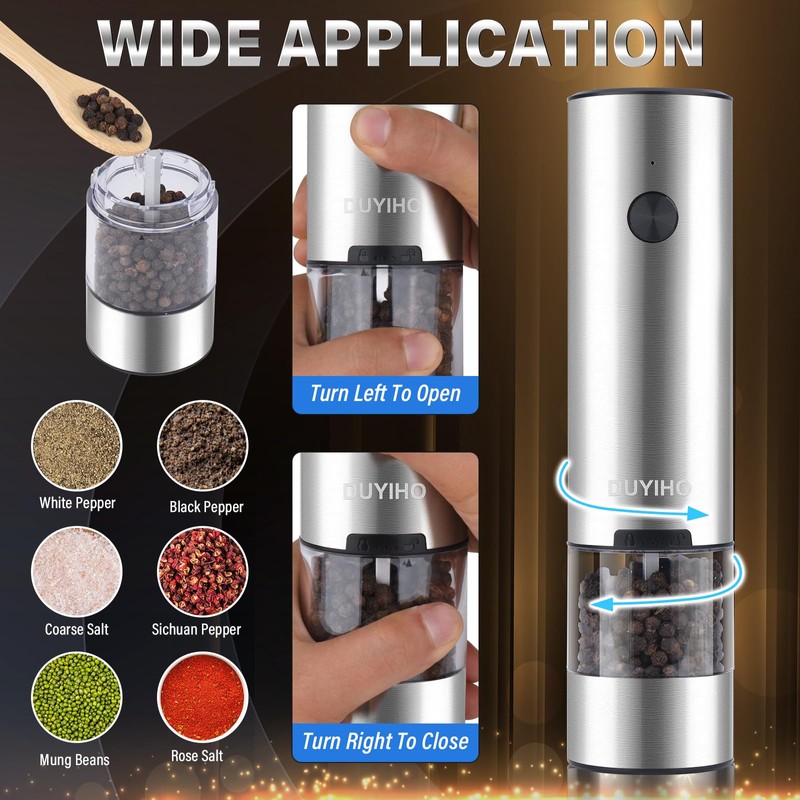 Stainless Steel Electric Salt and Pepper Grinder Set Stainless Steel