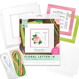 Katy Sue Floral Letter Paper Quilling Card Making Kit - Letter N. Kit Contains Quilling Templates, Coloured Strips, Mounts, Card Making Sentiments & Envelopes. Makes The Initial N