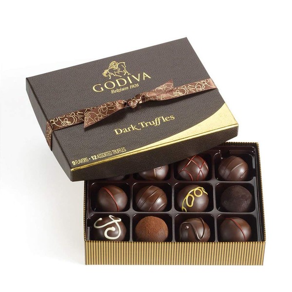 Godiva Chocolatier Assorted Dark Chocolate Truffles Gift Box, 12 pc.
