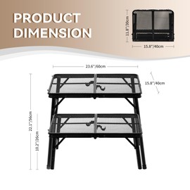 MOOTHLION Portable Camping Table with Wire Mesh Top for Outside, Height Adjustable Grill Table for Camping, Beach, Picnic and BBQ, Black