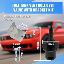 19-174 Fuel Tank Vent Roll Over Valve with Bracket Kit Fit for Holley Sniper EFI Remote Mount Rollover Check Valve 5/16 Hose Barb Black
