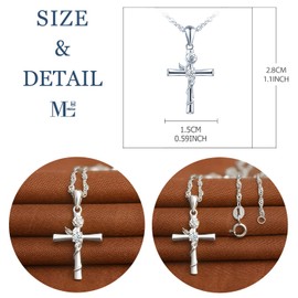 MicLee Women's 925 Sterling Silver Cubic Zirconia Necklace Fashion Cross Rose Pendant Chain with Gift Bag Super Gift for Couples Mother Daughter, Sterling Silver, Cubic Zirconia