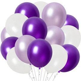 BTZO Balloons Bulk 60 Pack 10 Inch Round Pearl Color Latex Balloons Pearl Lavender White Purple Decoration Birthday Wedding Party Festival Cultural Festival 3 Colors Assorted