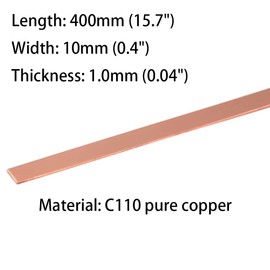 5PCS C110 Copper Flat Bar, 0.04" Thickness x 0.4" Width x 15.7" Length Copper Flat Bar Stock, 1.0mm x 10mm x 400mm Suitable for DIY Battery Connection, etc.