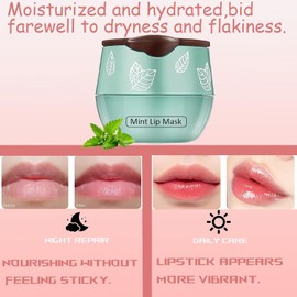 Bálsamo Labial De Abeja En Tarro De Miel, Mascarilla Labial Exfoliante De Menta Para Dormir Durante La Noche Con Barras, Previene La Sequedad, Hidrata Y Exfolia Las Grietas.